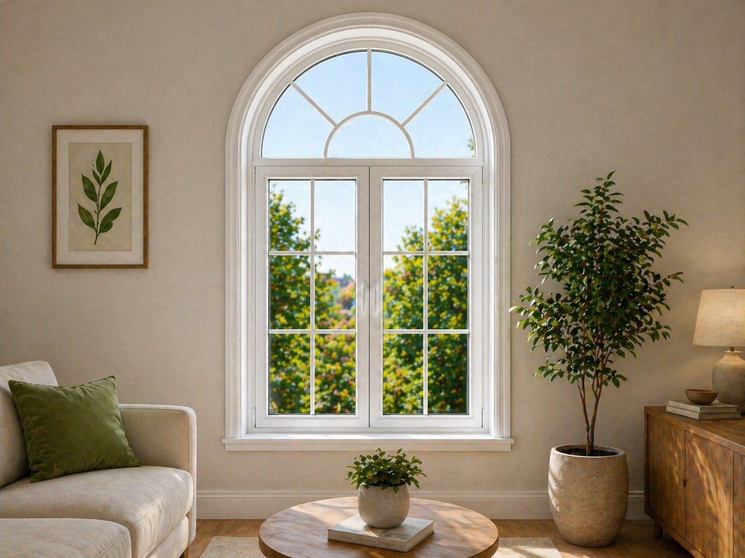 Custom uPVC arched windows Coimbatore – curved-top design adding timeless architectural elegance to homes, villas and religious buildings in Tamil Nadu